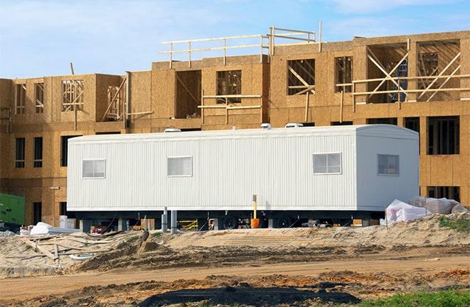 construction site with mobile office rentals in Willowbrook